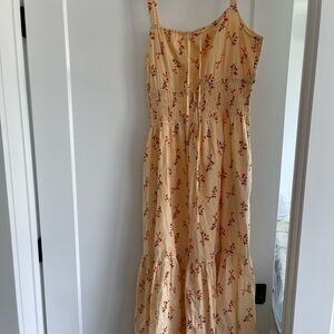 Floral Maxi Dress with Red Accents